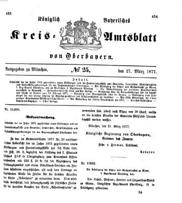 Königlich-bayerisches Kreis-Amtsblatt von Oberbayern (Münchner Intelligenzblatt) Dienstag 27. März 1877