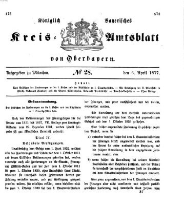 Königlich-bayerisches Kreis-Amtsblatt von Oberbayern (Münchner Intelligenzblatt) Freitag 6. April 1877