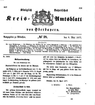 Königlich-bayerisches Kreis-Amtsblatt von Oberbayern (Münchner Intelligenzblatt) Dienstag 8. Mai 1877