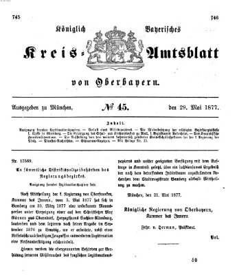 Königlich-bayerisches Kreis-Amtsblatt von Oberbayern (Münchner Intelligenzblatt) Dienstag 29. Mai 1877
