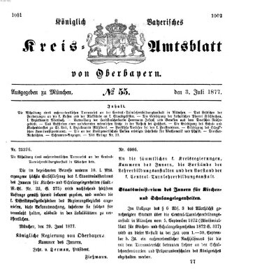 Königlich-bayerisches Kreis-Amtsblatt von Oberbayern (Münchner Intelligenzblatt) Dienstag 3. Juli 1877