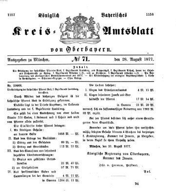 Königlich-bayerisches Kreis-Amtsblatt von Oberbayern (Münchner Intelligenzblatt) Dienstag 28. August 1877