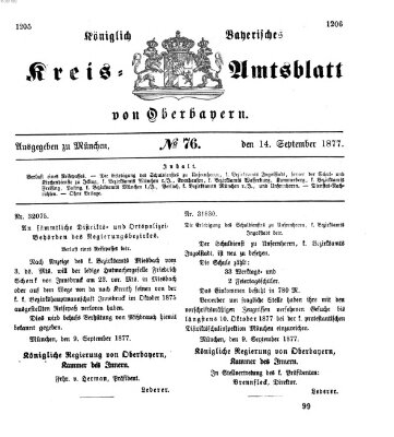 Königlich-bayerisches Kreis-Amtsblatt von Oberbayern (Münchner Intelligenzblatt) Freitag 14. September 1877