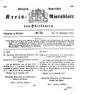 Königlich-bayerisches Kreis-Amtsblatt von Oberbayern (Münchner Intelligenzblatt) Dienstag 25. September 1877