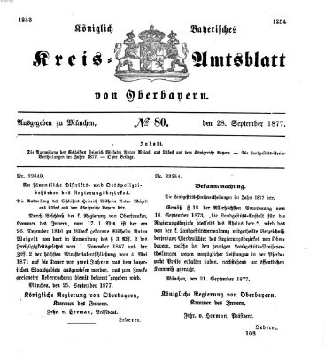 Königlich-bayerisches Kreis-Amtsblatt von Oberbayern (Münchner Intelligenzblatt) Freitag 28. September 1877