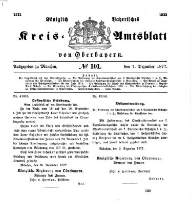 Königlich-bayerisches Kreis-Amtsblatt von Oberbayern (Münchner Intelligenzblatt) Freitag 7. Dezember 1877