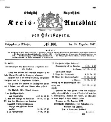 Königlich-bayerisches Kreis-Amtsblatt von Oberbayern (Münchner Intelligenzblatt) Dienstag 25. Dezember 1877