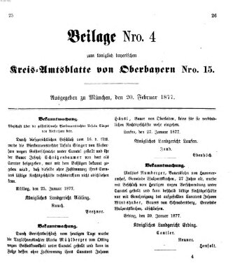 Königlich-bayerisches Kreis-Amtsblatt von Oberbayern (Münchner Intelligenzblatt) Dienstag 20. Februar 1877