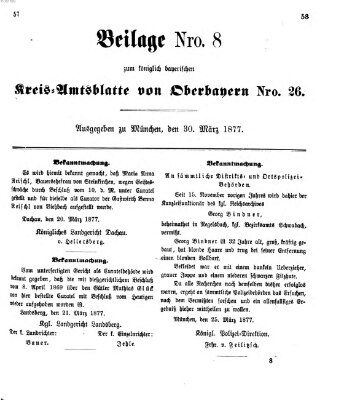 Königlich-bayerisches Kreis-Amtsblatt von Oberbayern (Münchner Intelligenzblatt) Freitag 30. März 1877