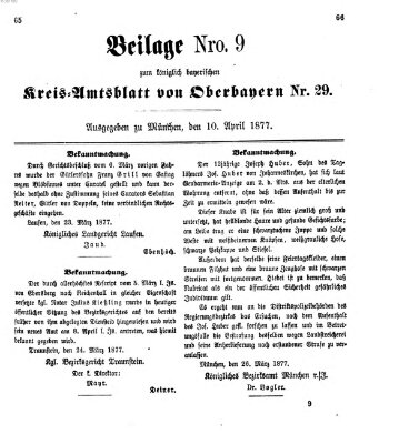 Königlich-bayerisches Kreis-Amtsblatt von Oberbayern (Münchner Intelligenzblatt) Dienstag 10. April 1877