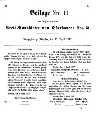 Königlich-bayerisches Kreis-Amtsblatt von Oberbayern (Münchner Intelligenzblatt) Dienstag 17. April 1877