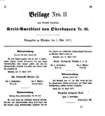 Königlich-bayerisches Kreis-Amtsblatt von Oberbayern (Münchner Intelligenzblatt) Dienstag 1. Mai 1877