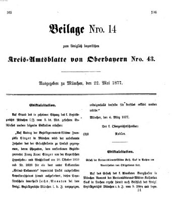 Königlich-bayerisches Kreis-Amtsblatt von Oberbayern (Münchner Intelligenzblatt) Dienstag 22. Mai 1877