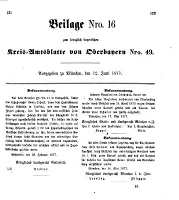 Königlich-bayerisches Kreis-Amtsblatt von Oberbayern (Münchner Intelligenzblatt) Dienstag 12. Juni 1877