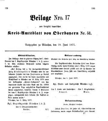 Königlich-bayerisches Kreis-Amtsblatt von Oberbayern (Münchner Intelligenzblatt) Dienstag 19. Juni 1877