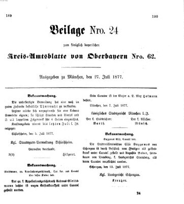 Königlich-bayerisches Kreis-Amtsblatt von Oberbayern (Münchner Intelligenzblatt) Freitag 27. Juli 1877