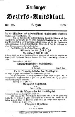 Neuburger Bezirks-Amtsblatt Sonntag 8. Juli 1877