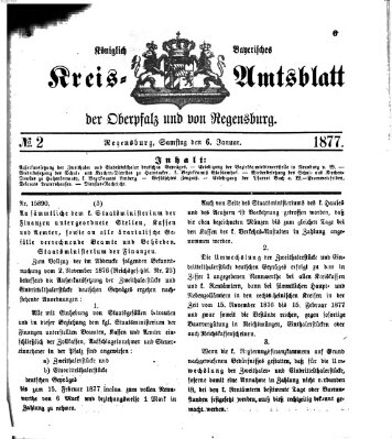 Königlich-bayerisches Kreis-Amtsblatt der Oberpfalz und von Regensburg (Königlich bayerisches Intelligenzblatt für die Oberpfalz und von Regensburg) Samstag 6. Januar 1877