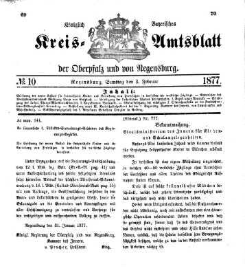 Königlich-bayerisches Kreis-Amtsblatt der Oberpfalz und von Regensburg (Königlich bayerisches Intelligenzblatt für die Oberpfalz und von Regensburg) Samstag 3. Februar 1877