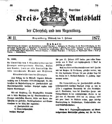 Königlich-bayerisches Kreis-Amtsblatt der Oberpfalz und von Regensburg (Königlich bayerisches Intelligenzblatt für die Oberpfalz und von Regensburg) Mittwoch 7. Februar 1877