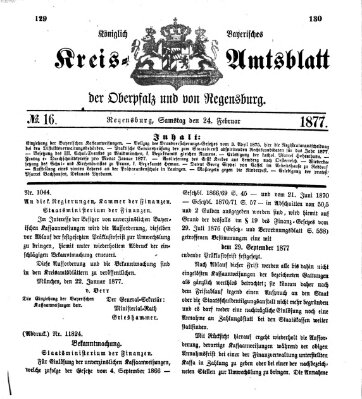 Königlich-bayerisches Kreis-Amtsblatt der Oberpfalz und von Regensburg (Königlich bayerisches Intelligenzblatt für die Oberpfalz und von Regensburg) Samstag 24. Februar 1877