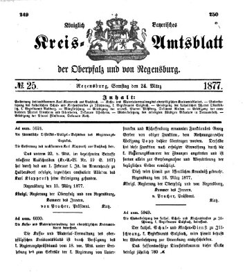 Königlich-bayerisches Kreis-Amtsblatt der Oberpfalz und von Regensburg (Königlich bayerisches Intelligenzblatt für die Oberpfalz und von Regensburg) Samstag 24. März 1877