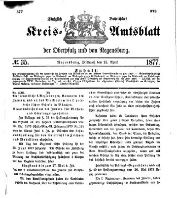 Königlich-bayerisches Kreis-Amtsblatt der Oberpfalz und von Regensburg (Königlich bayerisches Intelligenzblatt für die Oberpfalz und von Regensburg) Mittwoch 25. April 1877