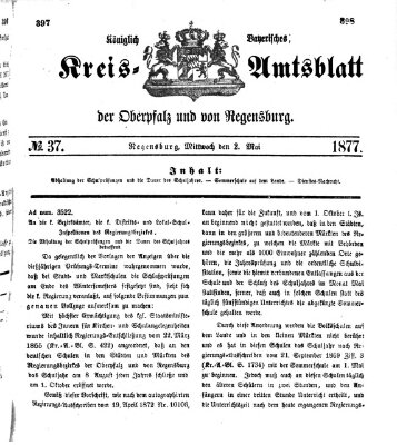 Königlich-bayerisches Kreis-Amtsblatt der Oberpfalz und von Regensburg (Königlich bayerisches Intelligenzblatt für die Oberpfalz und von Regensburg) Mittwoch 2. Mai 1877