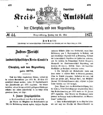 Königlich-bayerisches Kreis-Amtsblatt der Oberpfalz und von Regensburg (Königlich bayerisches Intelligenzblatt für die Oberpfalz und von Regensburg) Freitag 25. Mai 1877
