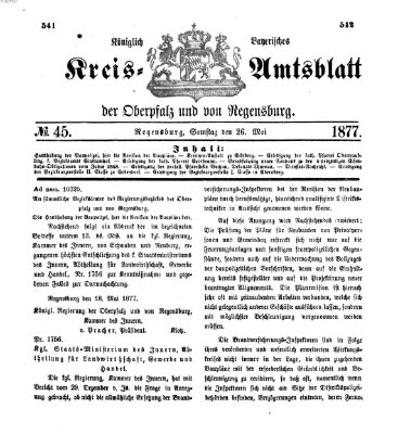 Königlich-bayerisches Kreis-Amtsblatt der Oberpfalz und von Regensburg (Königlich bayerisches Intelligenzblatt für die Oberpfalz und von Regensburg) Samstag 26. Mai 1877