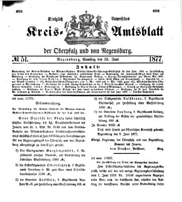 Königlich-bayerisches Kreis-Amtsblatt der Oberpfalz und von Regensburg (Königlich bayerisches Intelligenzblatt für die Oberpfalz und von Regensburg) Samstag 16. Juni 1877