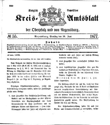 Königlich-bayerisches Kreis-Amtsblatt der Oberpfalz und von Regensburg (Königlich bayerisches Intelligenzblatt für die Oberpfalz und von Regensburg) Samstag 30. Juni 1877