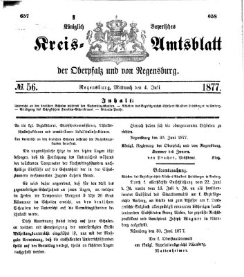 Königlich-bayerisches Kreis-Amtsblatt der Oberpfalz und von Regensburg (Königlich bayerisches Intelligenzblatt für die Oberpfalz und von Regensburg) Mittwoch 4. Juli 1877