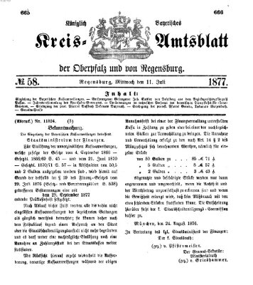 Königlich-bayerisches Kreis-Amtsblatt der Oberpfalz und von Regensburg (Königlich bayerisches Intelligenzblatt für die Oberpfalz und von Regensburg) Mittwoch 11. Juli 1877