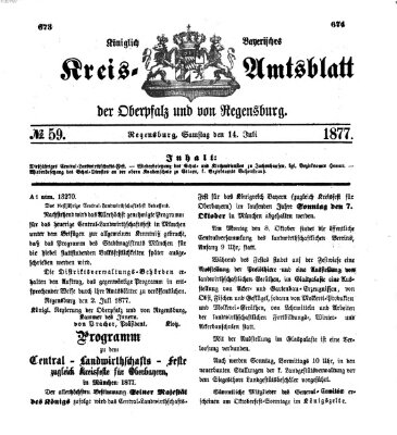 Königlich-bayerisches Kreis-Amtsblatt der Oberpfalz und von Regensburg (Königlich bayerisches Intelligenzblatt für die Oberpfalz und von Regensburg) Samstag 14. Juli 1877