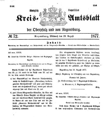 Königlich-bayerisches Kreis-Amtsblatt der Oberpfalz und von Regensburg (Königlich bayerisches Intelligenzblatt für die Oberpfalz und von Regensburg) Mittwoch 29. August 1877