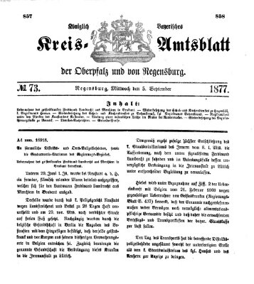 Königlich-bayerisches Kreis-Amtsblatt der Oberpfalz und von Regensburg (Königlich bayerisches Intelligenzblatt für die Oberpfalz und von Regensburg) Mittwoch 5. September 1877