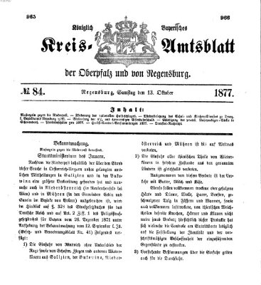 Königlich-bayerisches Kreis-Amtsblatt der Oberpfalz und von Regensburg (Königlich bayerisches Intelligenzblatt für die Oberpfalz und von Regensburg) Samstag 13. Oktober 1877