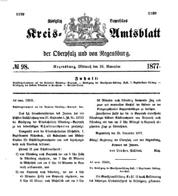 Königlich-bayerisches Kreis-Amtsblatt der Oberpfalz und von Regensburg (Königlich bayerisches Intelligenzblatt für die Oberpfalz und von Regensburg) Mittwoch 28. November 1877