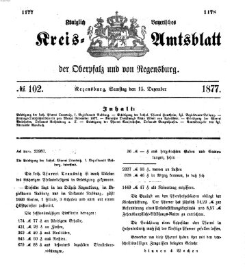 Königlich-bayerisches Kreis-Amtsblatt der Oberpfalz und von Regensburg (Königlich bayerisches Intelligenzblatt für die Oberpfalz und von Regensburg) Samstag 15. Dezember 1877