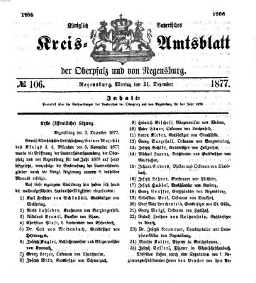 Königlich-bayerisches Kreis-Amtsblatt der Oberpfalz und von Regensburg (Königlich bayerisches Intelligenzblatt für die Oberpfalz und von Regensburg) Montag 31. Dezember 1877