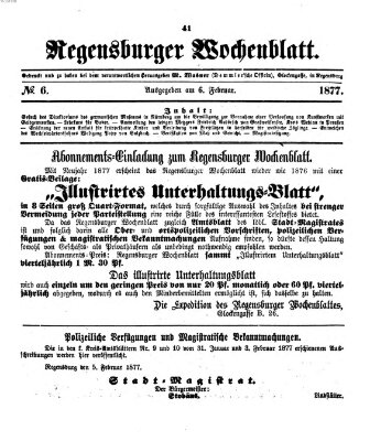 Regensburger Wochenblatt Dienstag 6. Februar 1877