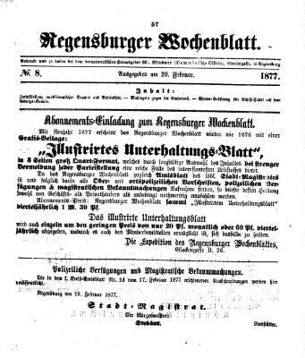 Regensburger Wochenblatt Dienstag 20. Februar 1877