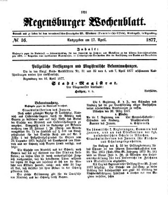 Regensburger Wochenblatt Dienstag 17. April 1877