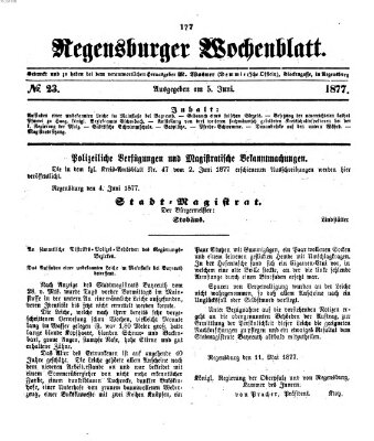 Regensburger Wochenblatt Dienstag 5. Juni 1877