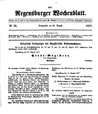 Regensburger Wochenblatt Dienstag 28. August 1877