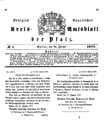 Königlich-bayerisches Kreis-Amtsblatt der Pfalz (Königlich bayerisches Amts- und Intelligenzblatt für die Pfalz) Freitag 26. Januar 1877