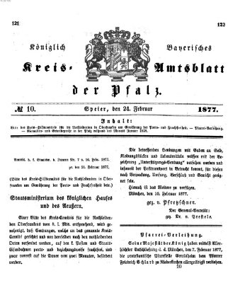 Königlich-bayerisches Kreis-Amtsblatt der Pfalz (Königlich bayerisches Amts- und Intelligenzblatt für die Pfalz) Samstag 24. Februar 1877