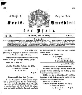 Königlich-bayerisches Kreis-Amtsblatt der Pfalz (Königlich bayerisches Amts- und Intelligenzblatt für die Pfalz) Dienstag 13. März 1877