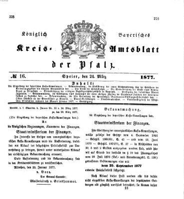 Königlich-bayerisches Kreis-Amtsblatt der Pfalz (Königlich bayerisches Amts- und Intelligenzblatt für die Pfalz) Samstag 24. März 1877